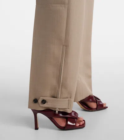Bottega Veneta Belted Paneled Wool-twill Tapered Pants In Neutral