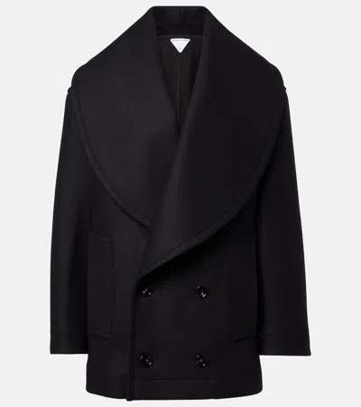 Bottega Veneta Double-breasted Wool Coat In Black