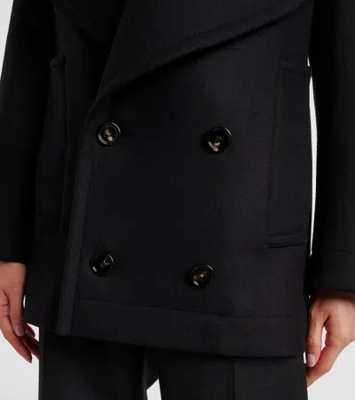 Bottega Veneta Double-breasted Wool Coat In Black