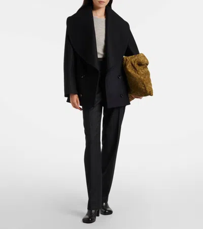 Bottega Veneta Double-breasted Wool Coat In Black