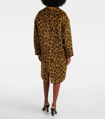 Bottega Veneta Women Multicolor Single-breasted Coat With Notched Revers And All-over Leopard Print  In Yellow