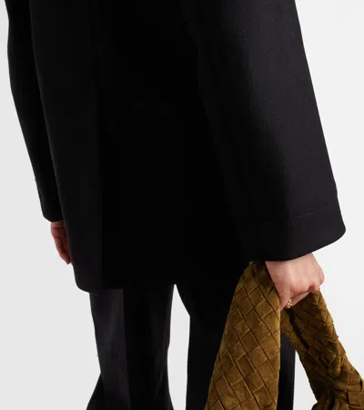Bottega Veneta Double-breasted Wool Coat In Black