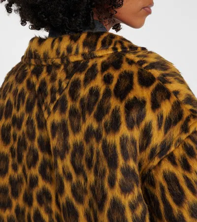 Bottega Veneta Women Multicolor Single-breasted Coat With Notched Revers And All-over Leopard Print  In Yellow