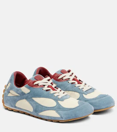 Bottega Veneta Orbit Flash Leather-trimmed Suede And Shell Sneakers In White