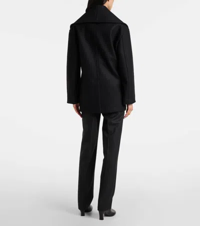 Bottega Veneta Double-breasted Wool Coat In Black
