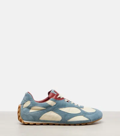 Bottega Veneta Orbit Flash Leather-trimmed Suede And Shell Sneakers In White