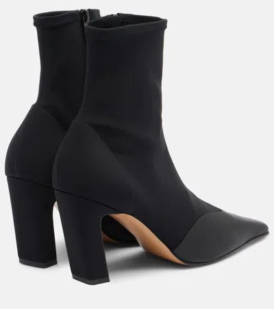 Khaite Nevada Leather-trimmed Stretch-knit Ankle Boots In Black