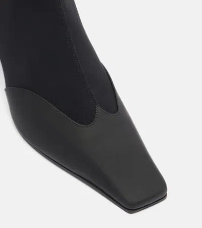 Khaite Nevada Leather-trimmed Stretch-knit Ankle Boots In Black