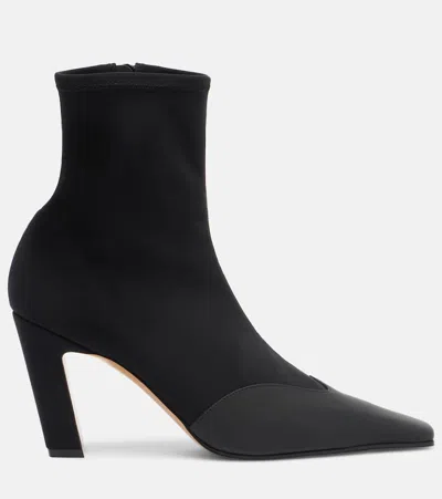 Khaite Nevada Leather-trimmed Stretch-knit Ankle Boots In Black