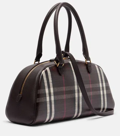 Burberry Structured Check Pattern Crossbody Bag In Brown