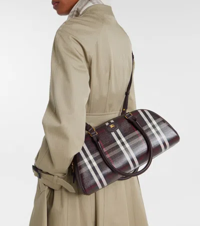 Burberry Structured Check Pattern Crossbody Bag In Brown