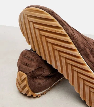 Bottega Veneta Orbit Flash Leather-trimmed Suede Sneakers In Brown