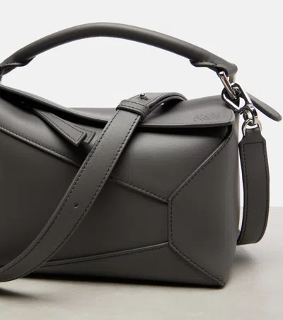 Loewe Puzzle Edge Small Shoulder Bag In Leather In Gray
