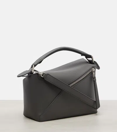 Loewe Puzzle Edge Small Shoulder Bag In Leather In Gray