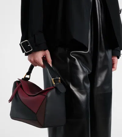 Loewe X Albers Puzzle Square Shoulder Bag In Leather In Black