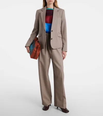 Loewe Gathered Wool Blazer In Neutral
