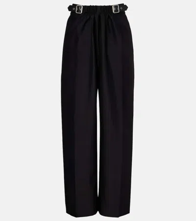 Loewe Belted Trousers In Wool And Silk In Black
