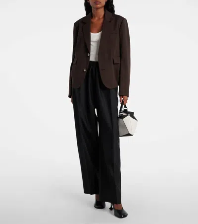 Loewe Belted Trousers In Wool And Silk In Black