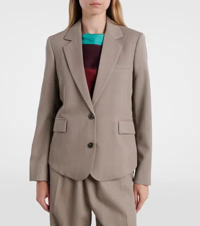 Loewe Gathered Wool Blazer In Neutral