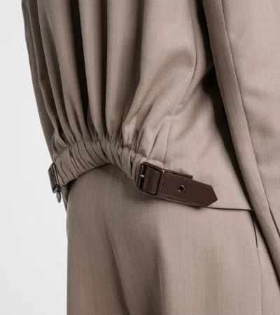 Loewe Gathered Wool Blazer In Neutral