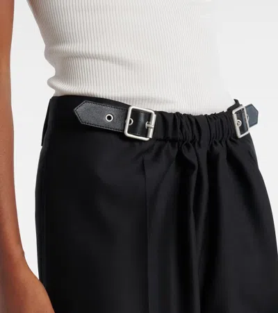 Loewe Belted Trousers In Wool And Silk In Black