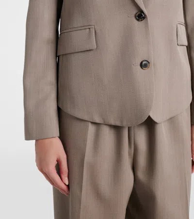 Loewe Gathered Wool Blazer In Neutral
