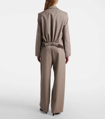 Loewe Gathered Wool Blazer In Neutral