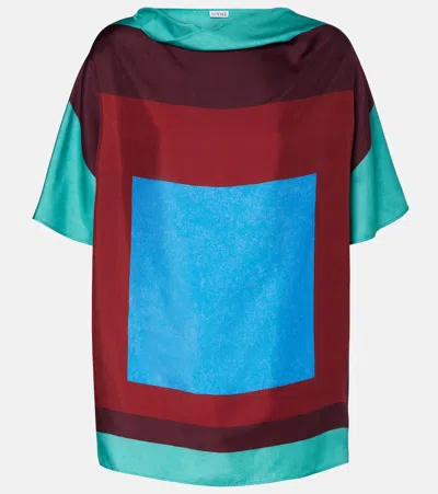 Loewe Womens Green/red/multicolor Colour-block Silk Scarf Top In Multi