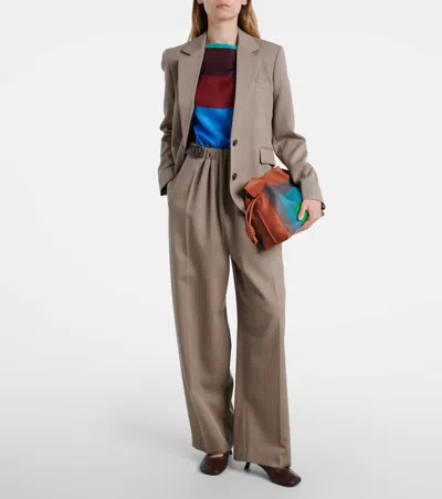 Loewe Womens Green/red/multicolor Colour-block Silk Scarf Top In Multi