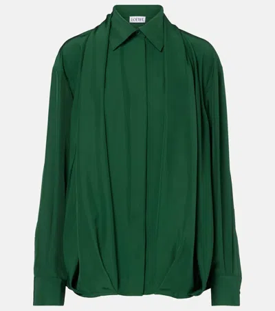 Loewe Charmeuse Balloon Button-down Shirt In Green