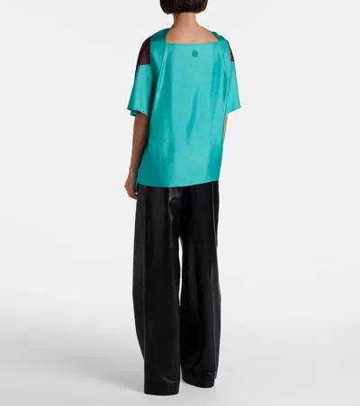 Loewe Womens Green/red/multicolor Colour-block Silk Scarf Top In Multi