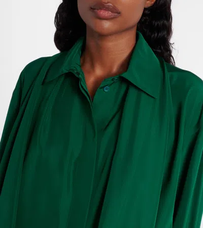 Loewe Charmeuse Balloon Button-down Shirt In Green