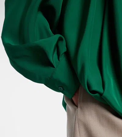 Loewe Charmeuse Balloon Button-down Shirt In Green