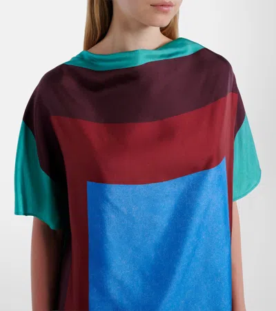 Loewe Womens Green/red/multicolor Colour-block Silk Scarf Top In Multi