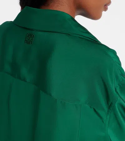 Loewe Charmeuse Balloon Button-down Shirt In Green