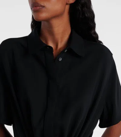 Loewe Belted Dress Lightweight Stretch Viscose Cady In Black