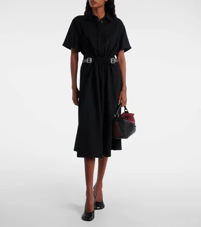 Loewe Belted Dress Lightweight Stretch Viscose Cady In Black