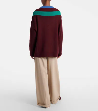 Loewe Wool Sweater With Layered Construction In Brown