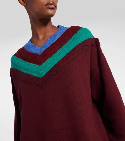 Loewe Wool Sweater With Layered Construction In Brown