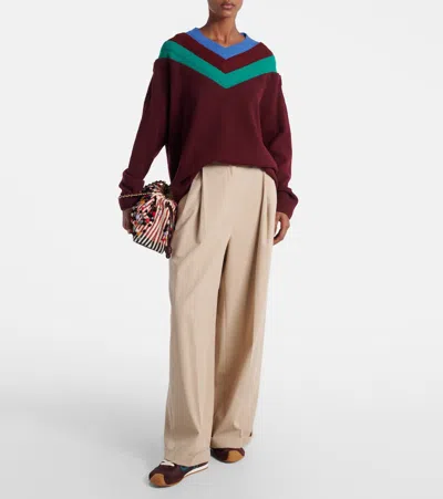 Loewe Wool Sweater With Layered Construction In Brown