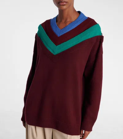 Loewe Wool Sweater With Layered Construction In Brown