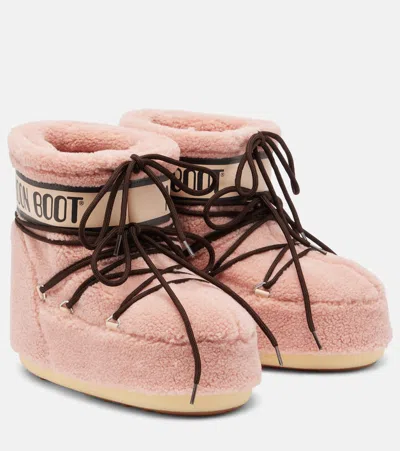 Moon Boot Icon Low Fleece Pink Snow Boot In Pink