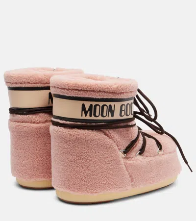 Moon Boot Icon Low Fleece Pink Snow Boot In Pink