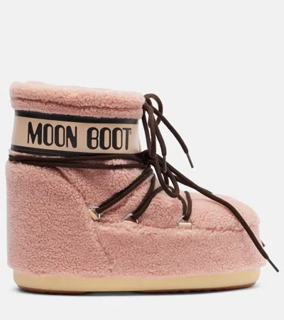 Moon Boot Icon Low Fleece Pink Snow Boot In Pink