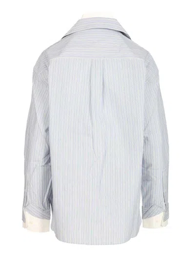 Acne Studios Womens Blue White Layered Striped Cotton-poplin Shirt In Blue
