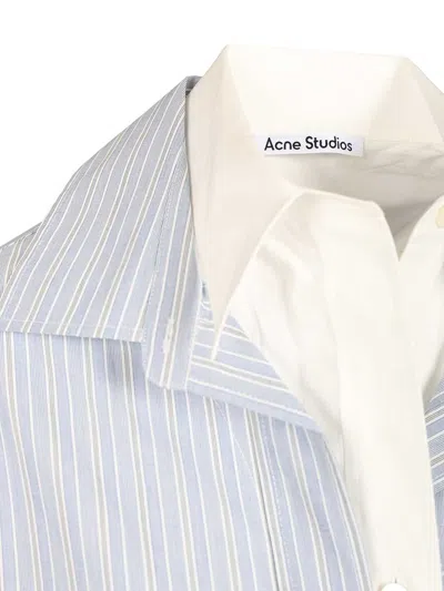 Acne Studios Womens Blue White Layered Striped Cotton-poplin Shirt In Blue