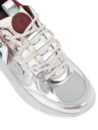 Kurt Geiger Kurt Runner Metallic Leather Mesh Sneakers In Silver