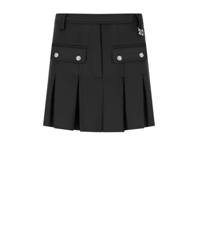 Ganni Black Pleated Mini Skirt In Black