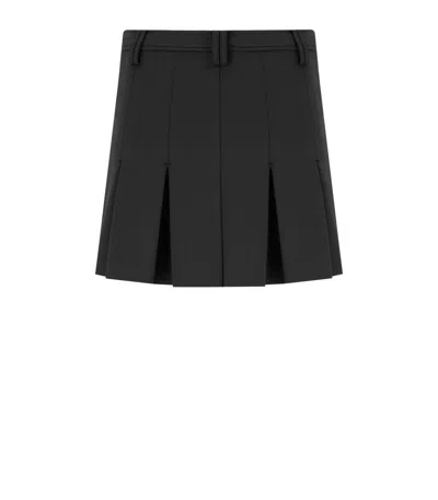 Ganni Black Pleated Mini Skirt In Black