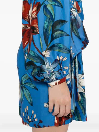 Farm Rio Surreal Flowers Blue Wrap Mini Dress Blue Surreal Flowers